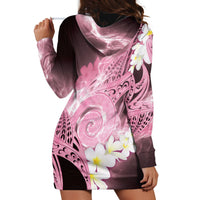 Piko Hawaiian Hoodie Dress Pink Galaxy Spiral Plumeria Tribal Patterns