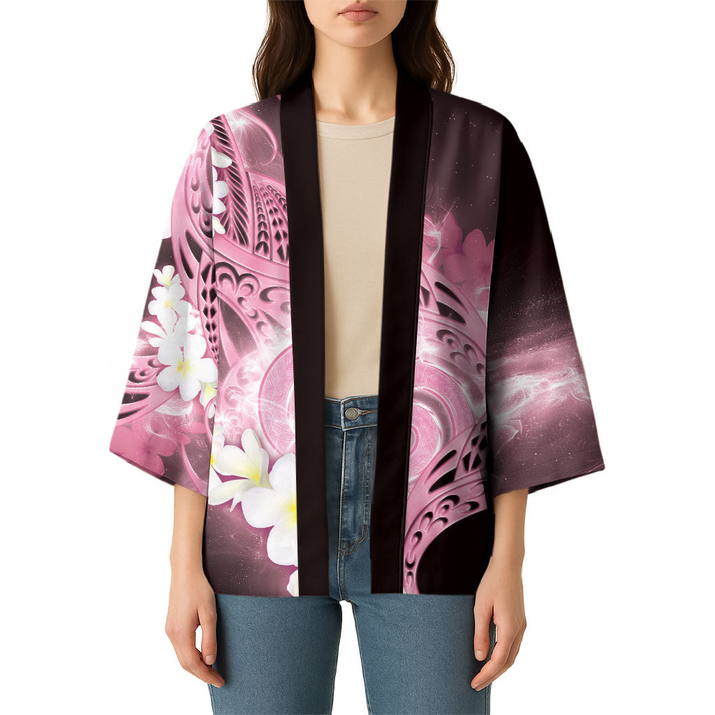 Piko Hawaiian Kimono Pink Galaxy Spiral Plumeria Tribal Patterns