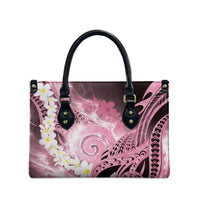 Piko Hawaiian Leather Bag Pink Galaxy Spiral Plumeria Tribal Patterns