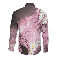 Piko Hawaiian Long Sleeve Button Shirt Pink Galaxy Spiral Plumeria Tribal Patterns