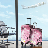 Piko Hawaiian Luggage Cover Pink Galaxy Spiral Plumeria Tribal Patterns