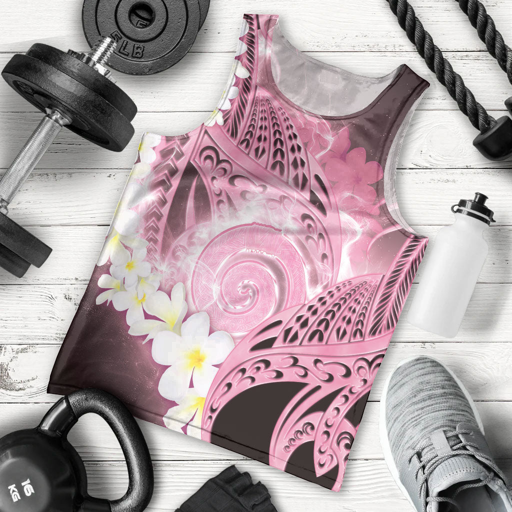 Piko Hawaiian Men Tank Top Pink Galaxy Spiral Plumeria Tribal Patterns