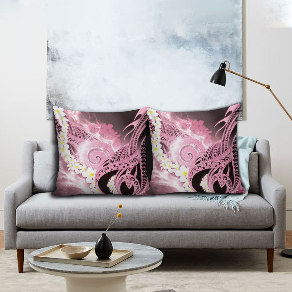 Piko Hawaiian Pillow Cover Pink Galaxy Spiral Plumeria Tribal Patterns