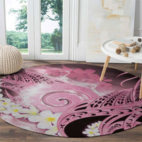 Piko Hawaiian Round Carpet Pink Galaxy Spiral Plumeria Tribal Patterns