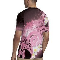 Piko Hawaiian Rugby Jersey Pink Galaxy Spiral Plumeria Tribal Patterns