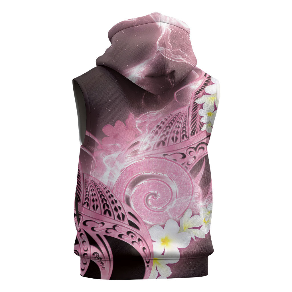 Piko Hawaiian Sleeveless Zip Hoodie Pink Galaxy Spiral Plumeria Tribal Patterns