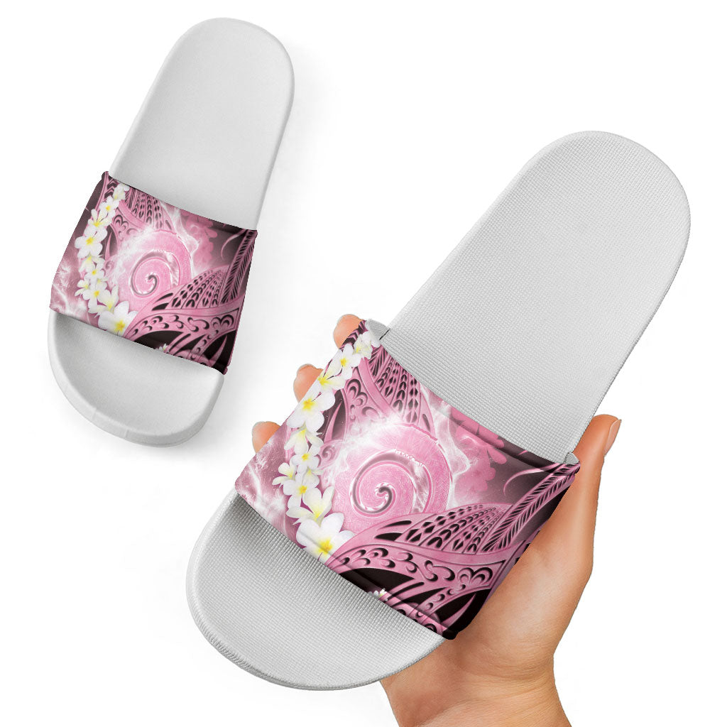 Piko Hawaiian Slide Sandals Pink Galaxy Spiral Plumeria Tribal Patterns