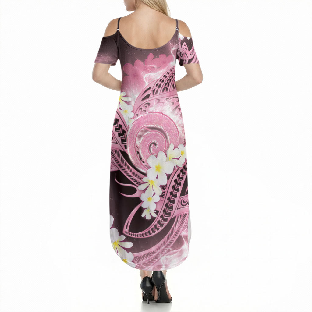 Piko Hawaiian Summer Maxi Dress Pink Galaxy Spiral Plumeria Tribal Patterns