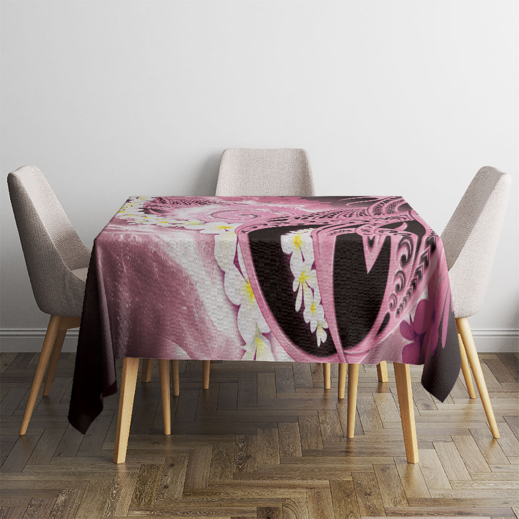 Piko Hawaiian Tablecloth Pink Galaxy Spiral Plumeria Tribal Patterns