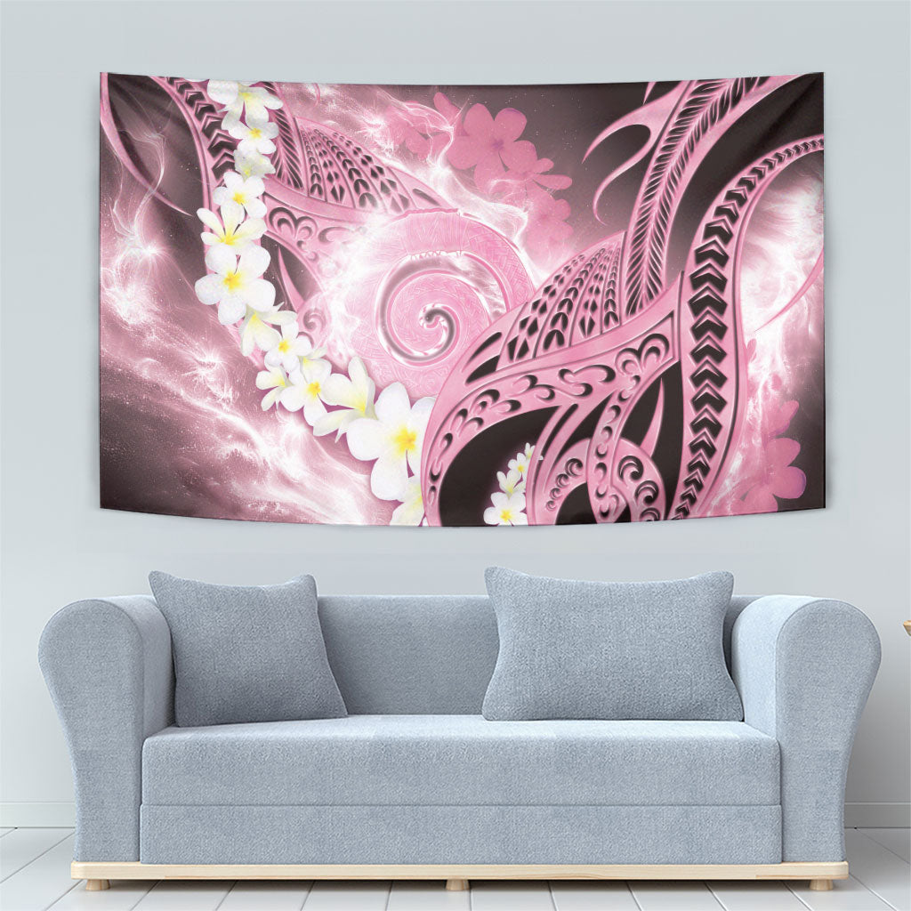Piko Hawaiian Tapestry Pink Galaxy Spiral Plumeria Tribal Patterns