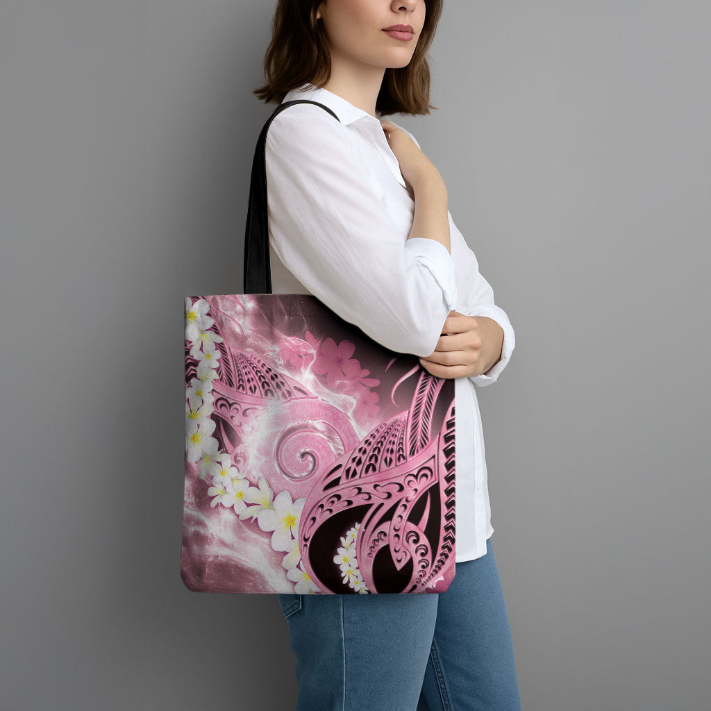 Piko Hawaiian Tote Bag Pink Galaxy Spiral Plumeria Tribal Patterns