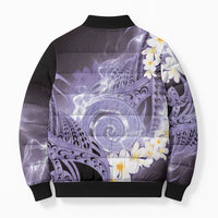 Piko Hawaiian Bomber Puffer Jacket Purple Galaxy Spiral Plumeria Tribal Patterns