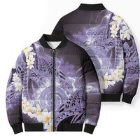Piko Hawaiian Bomber Puffer Jacket Purple Galaxy Spiral Plumeria Tribal Patterns