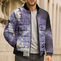 Piko Hawaiian Bomber Puffer Jacket Purple Galaxy Spiral Plumeria Tribal Patterns