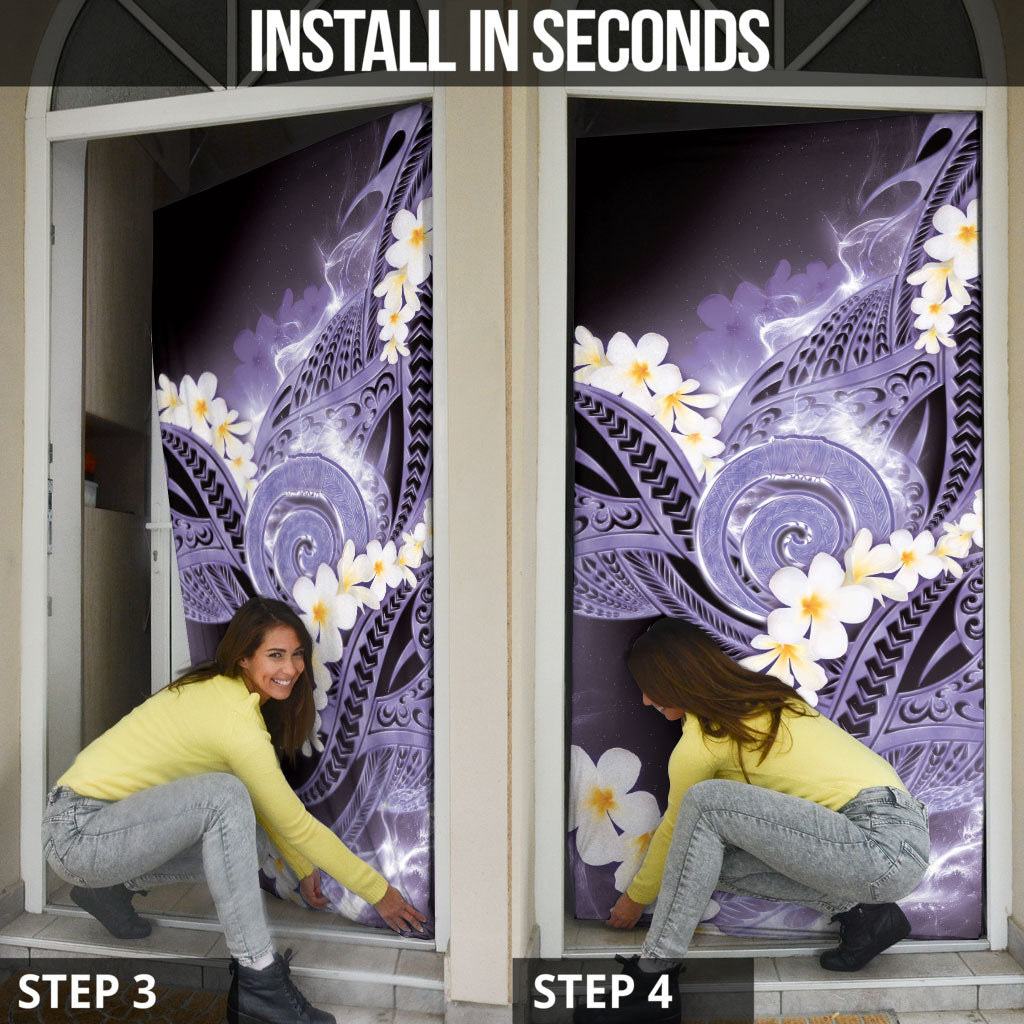 Piko Hawaiian Door Cover Purple Galaxy Spiral Plumeria Tribal Patterns