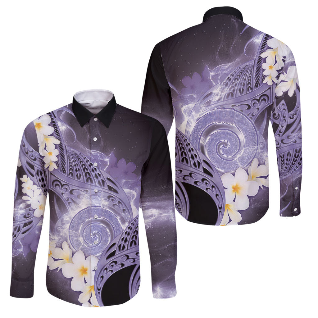 Piko Hawaiian Family Matching Puletasi and Hawaiian Shirt Purple Galaxy Spiral Plumeria Tribal Patterns