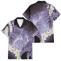 Piko Hawaiian Family Matching Short Sleeve Bodycon Dress and Hawaiian Shirt Purple Galaxy Spiral Plumeria Tribal Patterns
