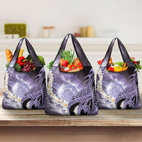 Piko Hawaiian Grocery Bag Purple Galaxy Spiral Plumeria Tribal Patterns