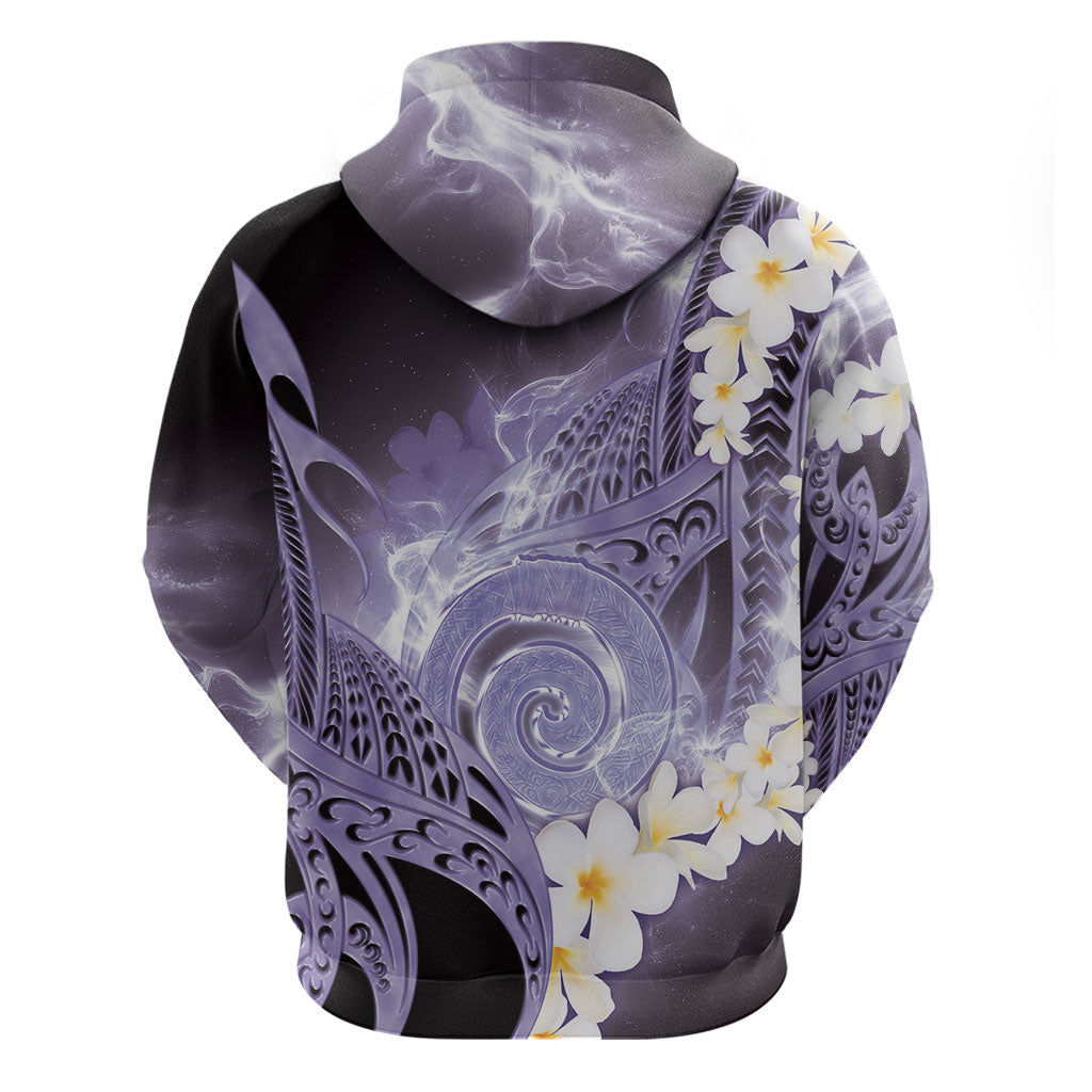 Piko Hawaiian Hoodie Purple Galaxy Spiral Plumeria Tribal Patterns