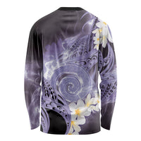 Piko Hawaiian Long Sleeve Shirt Purple Galaxy Spiral Plumeria Tribal Patterns