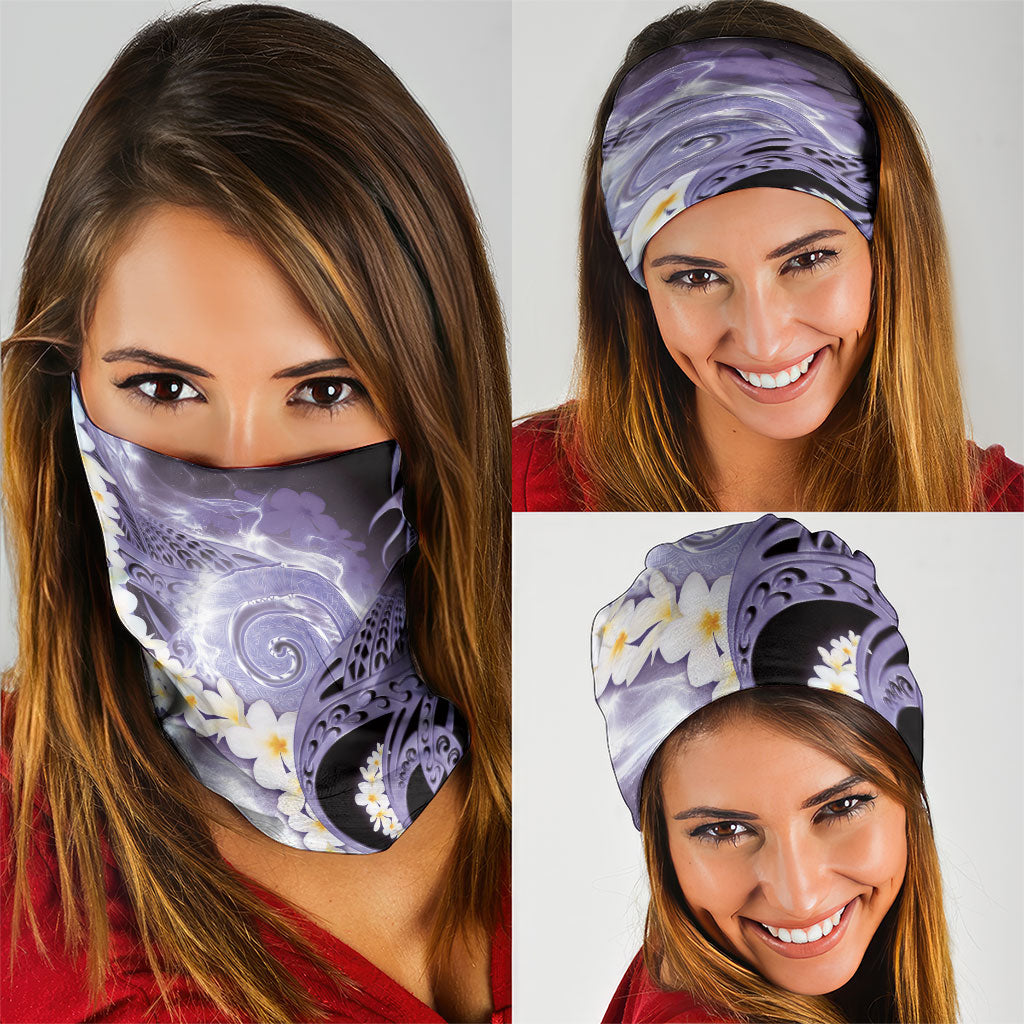 Piko Hawaiian Neck Gaiter Purple Galaxy Spiral Plumeria Tribal Patterns