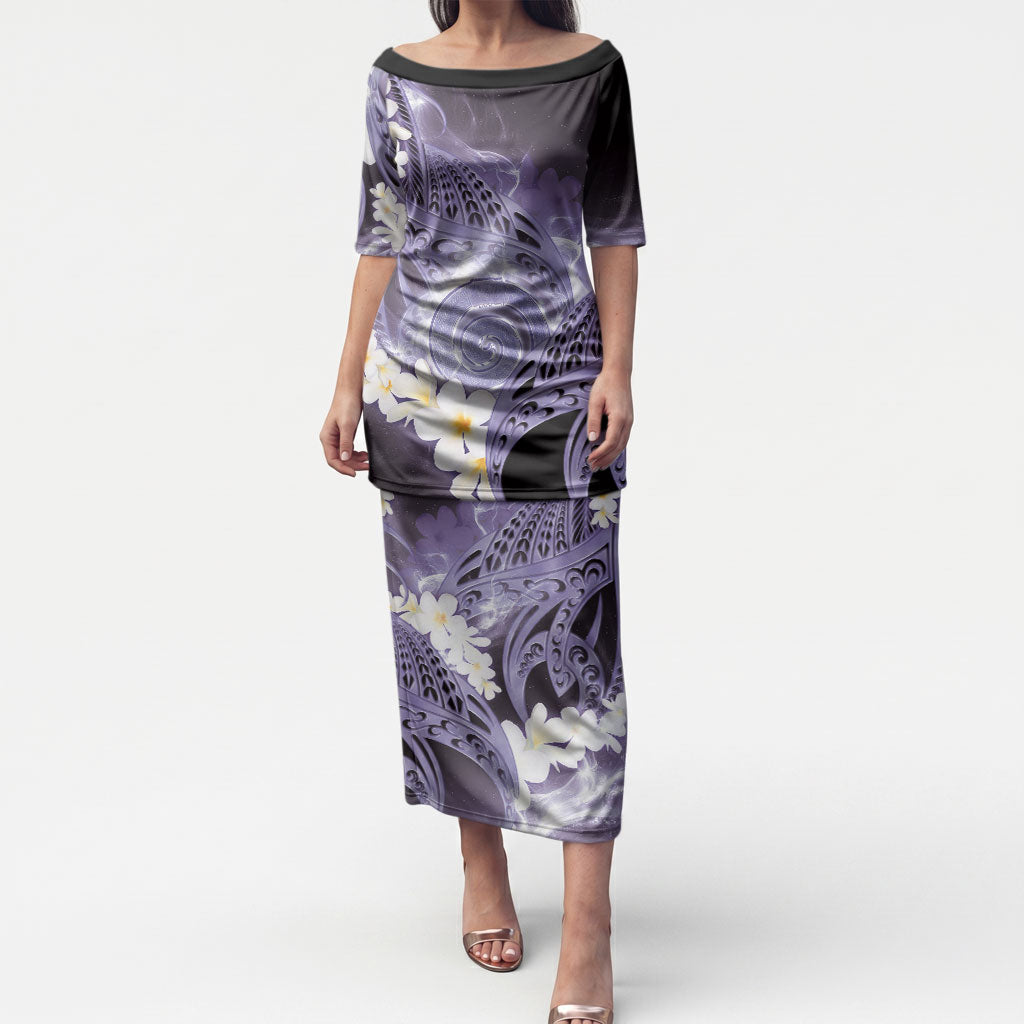 Piko Hawaiian Puletasi Purple Galaxy Spiral Plumeria Tribal Patterns