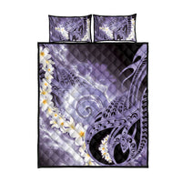 Piko Hawaiian Quilt Bed Set Purple Galaxy Spiral Plumeria Tribal Patterns