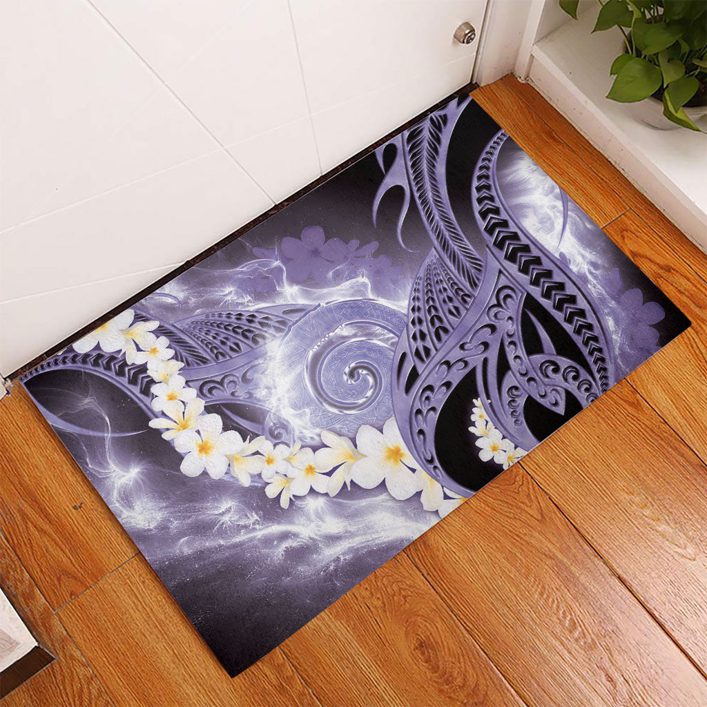 Piko Hawaiian Rubber Doormat Purple Galaxy Spiral Plumeria Tribal Patterns