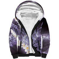 Piko Hawaiian Sherpa Hoodie Purple Galaxy Spiral Plumeria Tribal Patterns