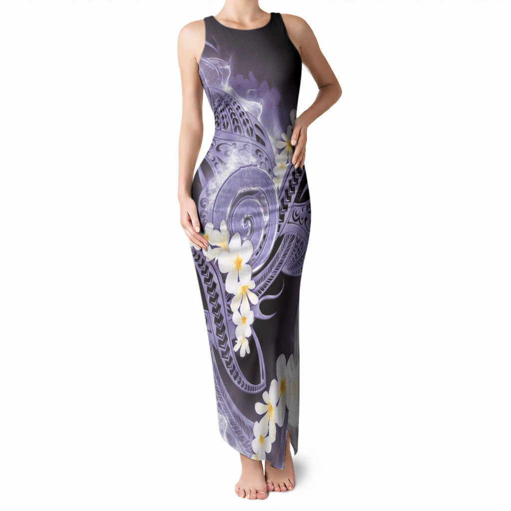 Piko Hawaiian Tank Maxi Dress Purple Galaxy Spiral Plumeria Tribal Patterns