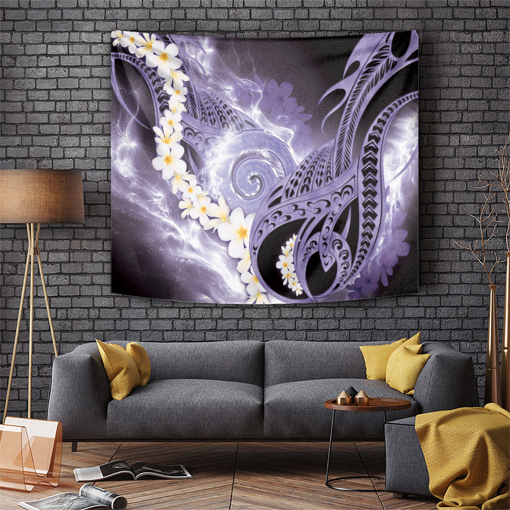 Piko Hawaiian Tapestry Purple Galaxy Spiral Plumeria Tribal Patterns
