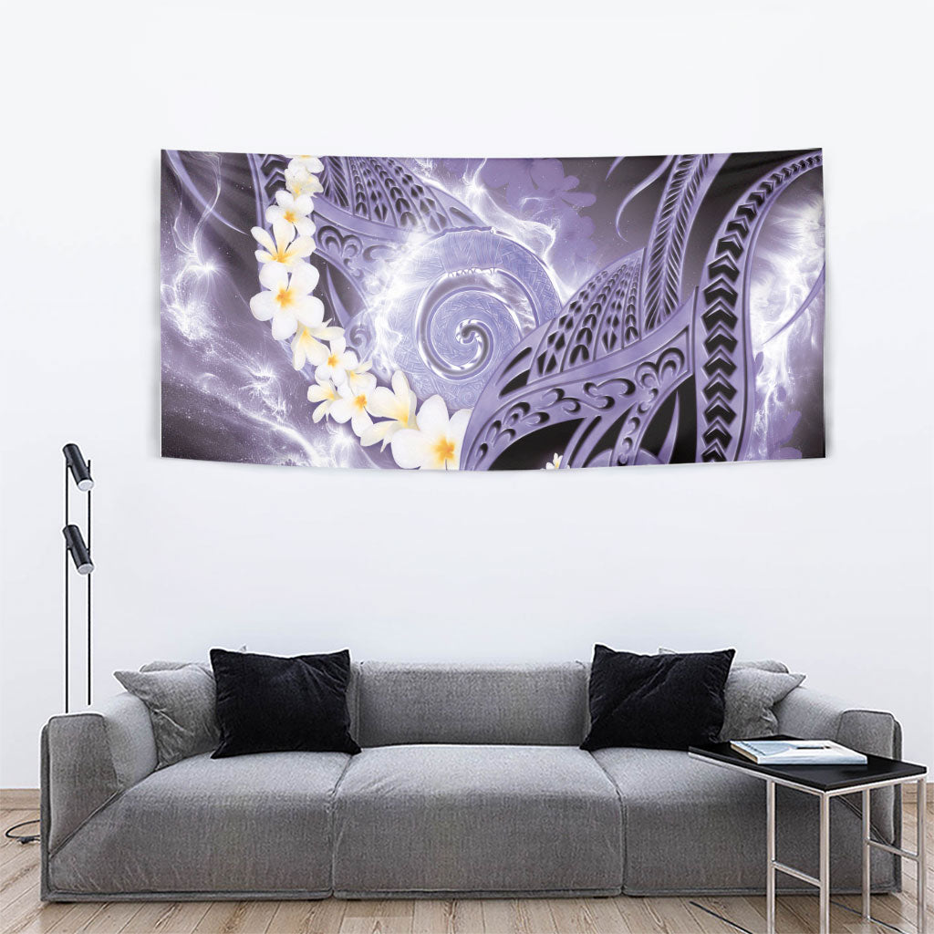 Piko Hawaiian Tapestry Purple Galaxy Spiral Plumeria Tribal Patterns