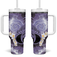 Piko Hawaiian Tumbler With Handle Purple Galaxy Spiral Plumeria Tribal Patterns