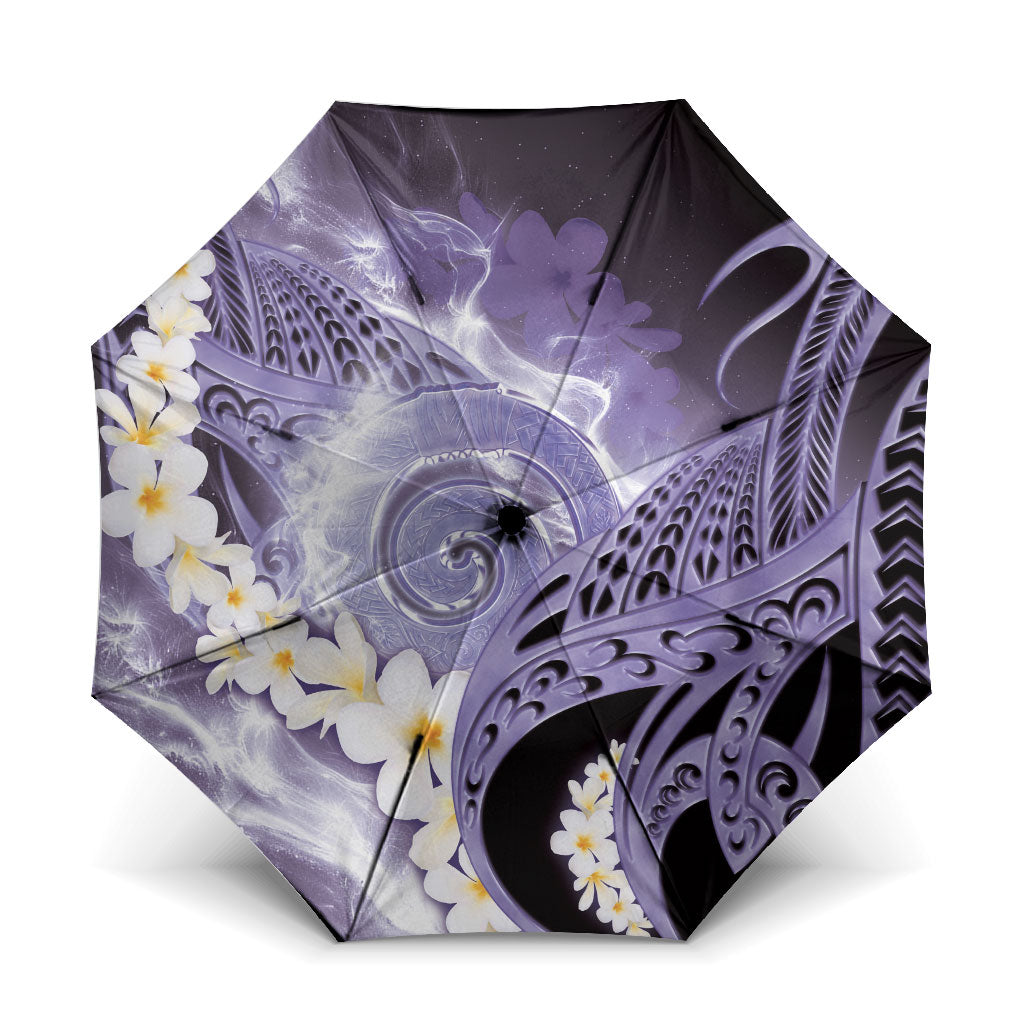 Piko Hawaiian Umbrella Purple Galaxy Spiral Plumeria Tribal Patterns