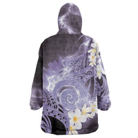 Piko Hawaiian Wearable Blanket Hoodie Purple Galaxy Spiral Plumeria Tribal Patterns