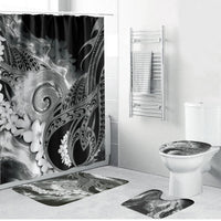 Piko Hawaiian Bathroom Set Monochrome Galaxy Spiral Plumeria Tribal Patterns