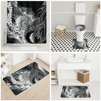 Piko Hawaiian Bathroom Set Monochrome Galaxy Spiral Plumeria Tribal Patterns