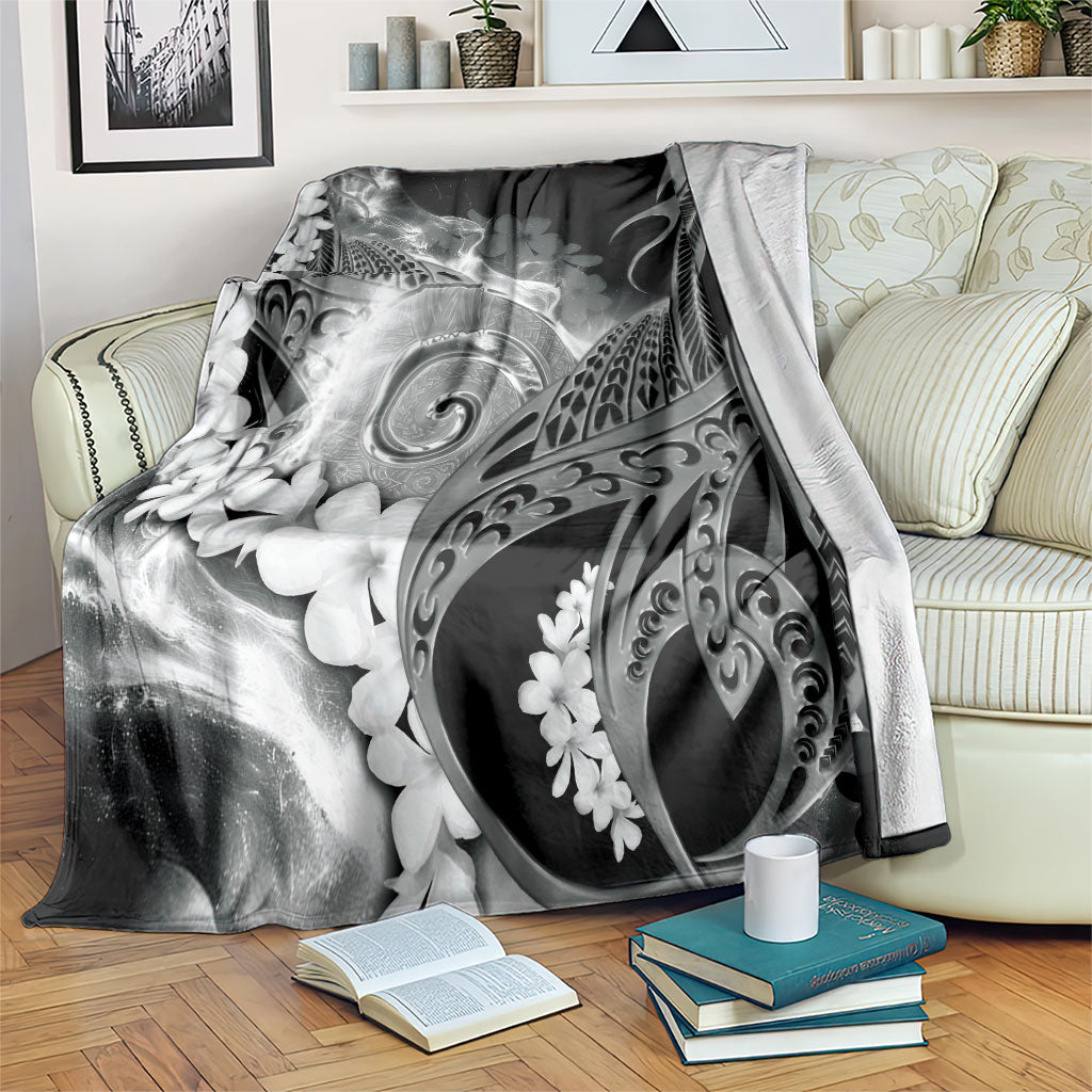 Piko Hawaiian Blanket Monochrome Galaxy Spiral Plumeria Tribal Patterns