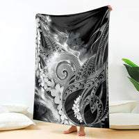 Piko Hawaiian Blanket Monochrome Galaxy Spiral Plumeria Tribal Patterns