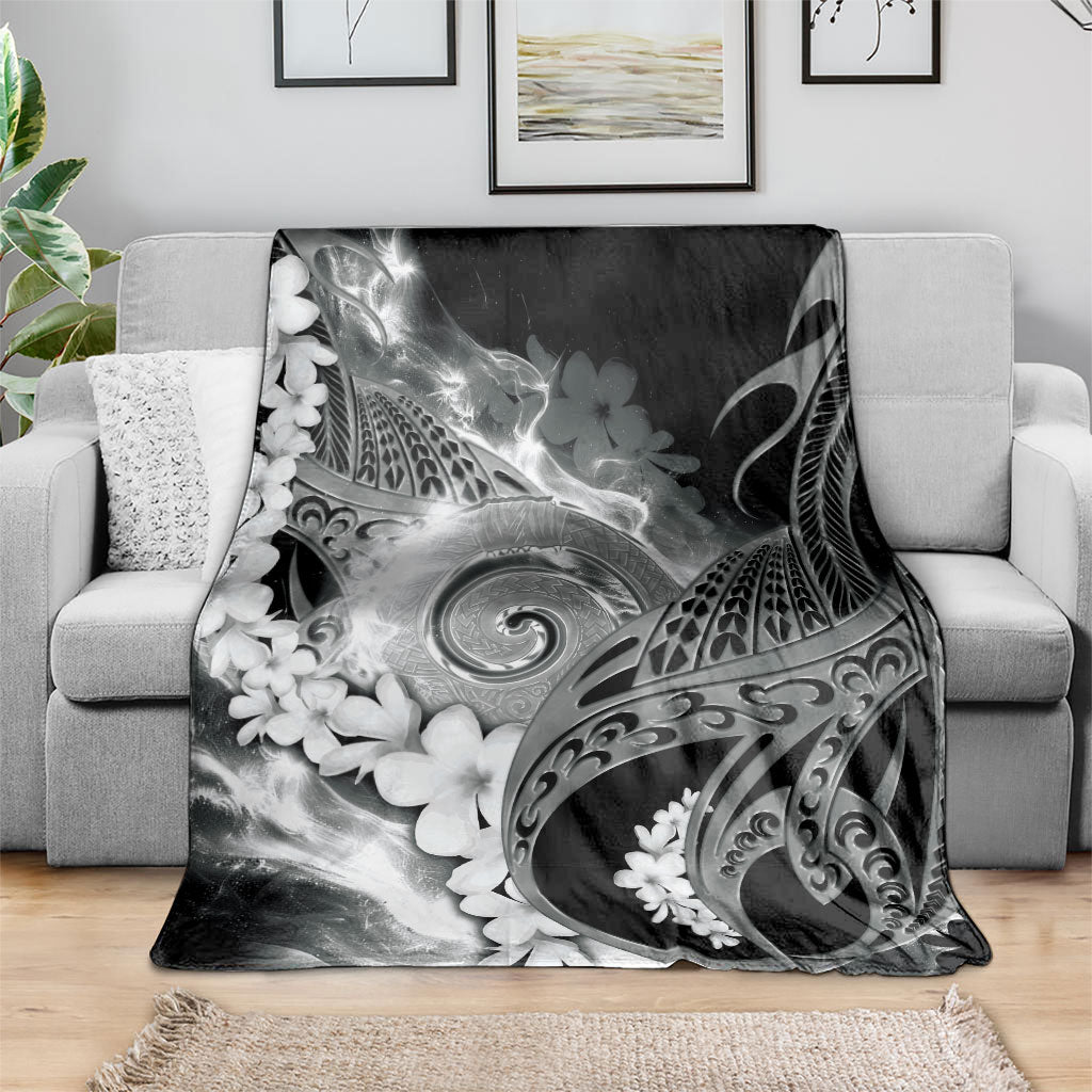 Piko Hawaiian Blanket Monochrome Galaxy Spiral Plumeria Tribal Patterns