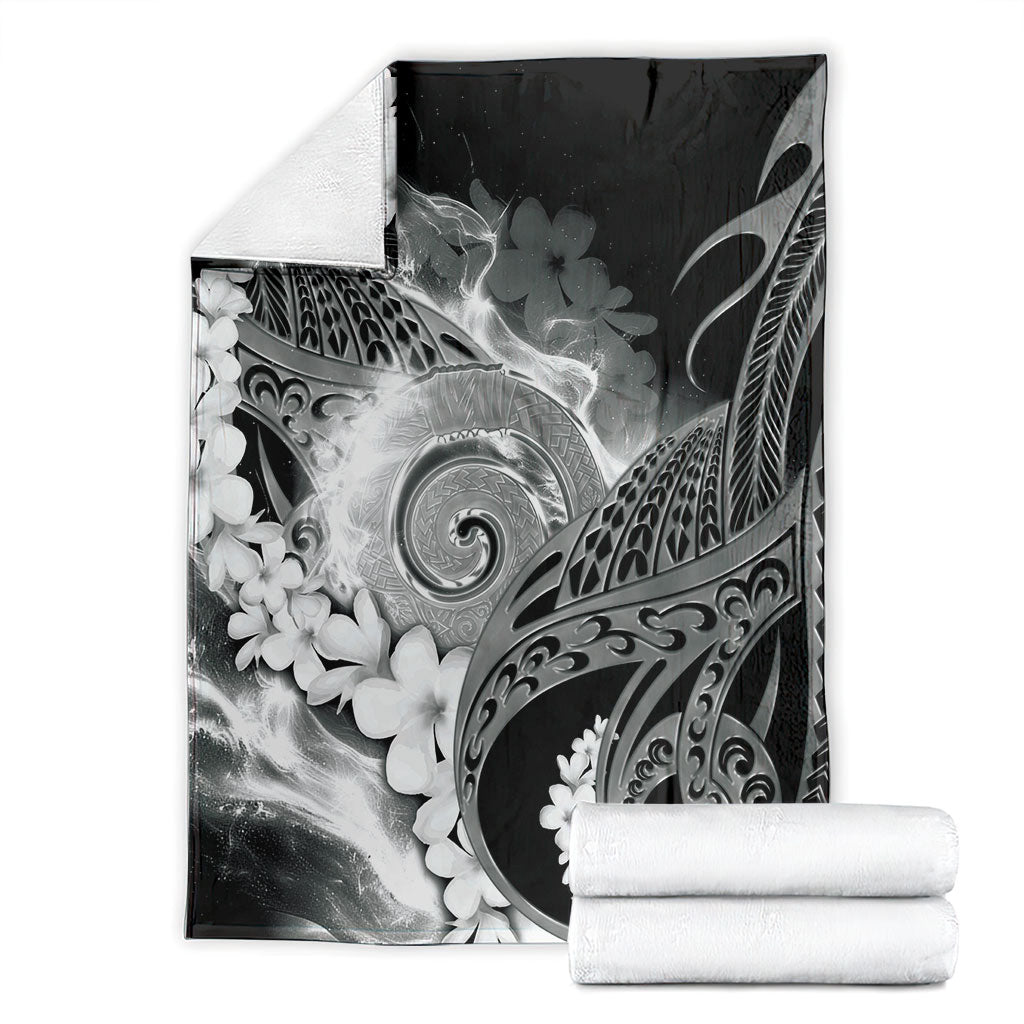 Piko Hawaiian Blanket Monochrome Galaxy Spiral Plumeria Tribal Patterns