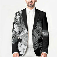 Piko Hawaiian Blazer Monochrome Galaxy Spiral Plumeria Tribal Patterns