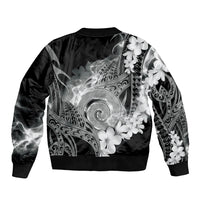 Piko Hawaiian Bomber Jacket Monochrome Galaxy Spiral Plumeria Tribal Patterns