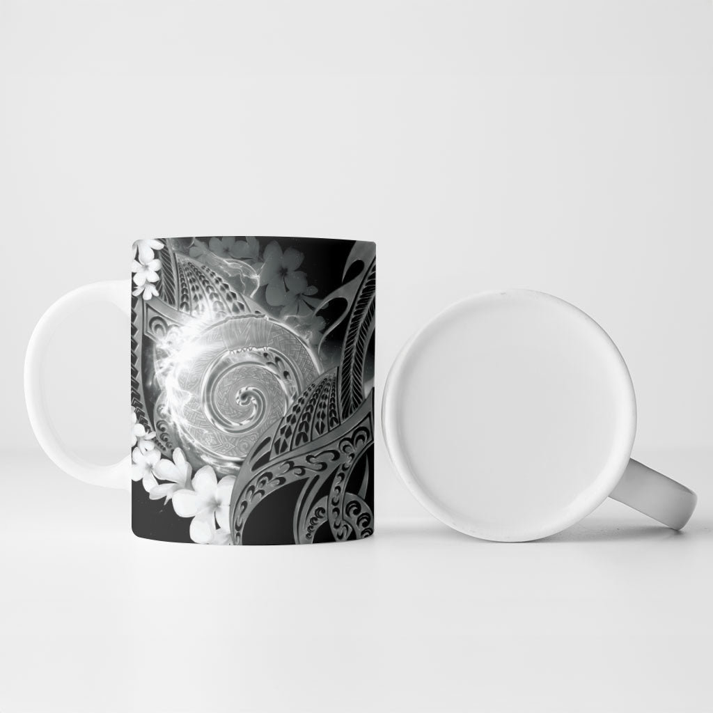 Piko Hawaiian Ceramic Mug Monochrome Galaxy Spiral Plumeria Tribal Patterns