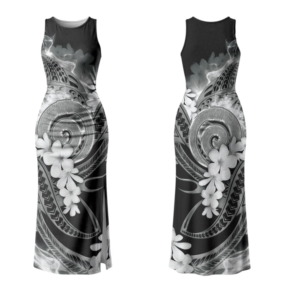 Piko Hawaiian Couples Matching Tank Maxi Dress and Hawaiian Shirt Monochrome Galaxy Spiral Plumeria Tribal Patterns