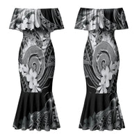 Piko Hawaiian Family Matching Mermaid Dress and Hawaiian Shirt Monochrome Galaxy Spiral Plumeria Tribal Patterns