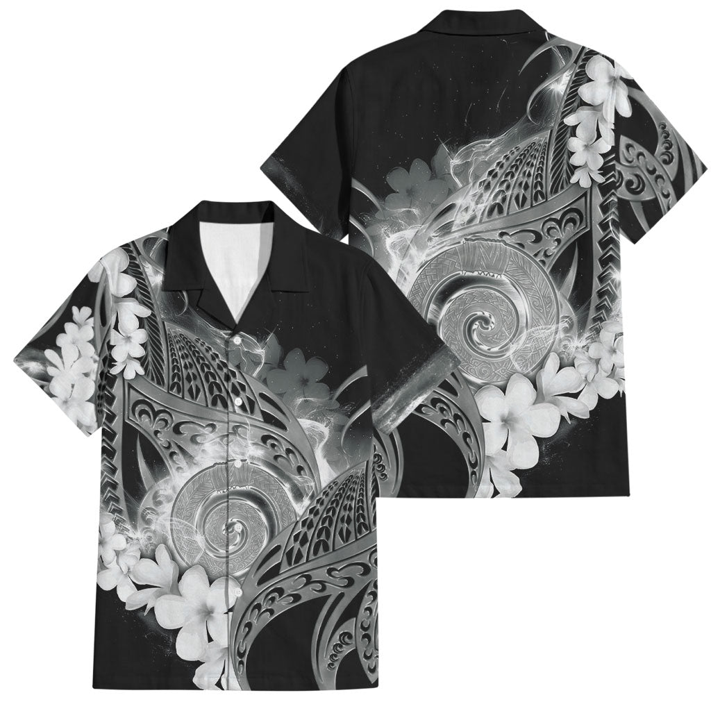 Piko Hawaiian Family Matching Tank Maxi Dress and Hawaiian Shirt Monochrome Galaxy Spiral Plumeria Tribal Patterns