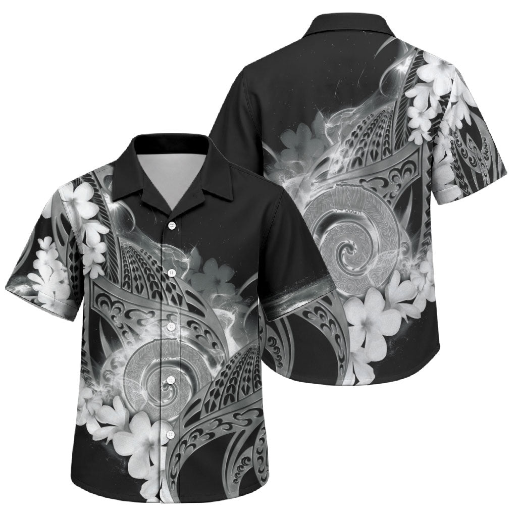Piko Hawaiian Family Matching Tank Maxi Dress and Hawaiian Shirt Monochrome Galaxy Spiral Plumeria Tribal Patterns