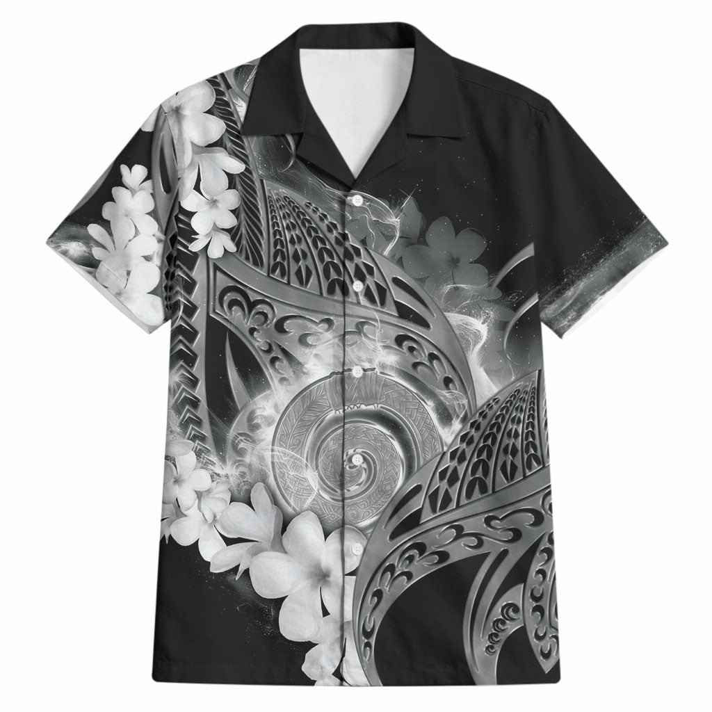 Piko Hawaiian Hawaiian Shirt Monochrome Galaxy Spiral Plumeria Tribal Patterns