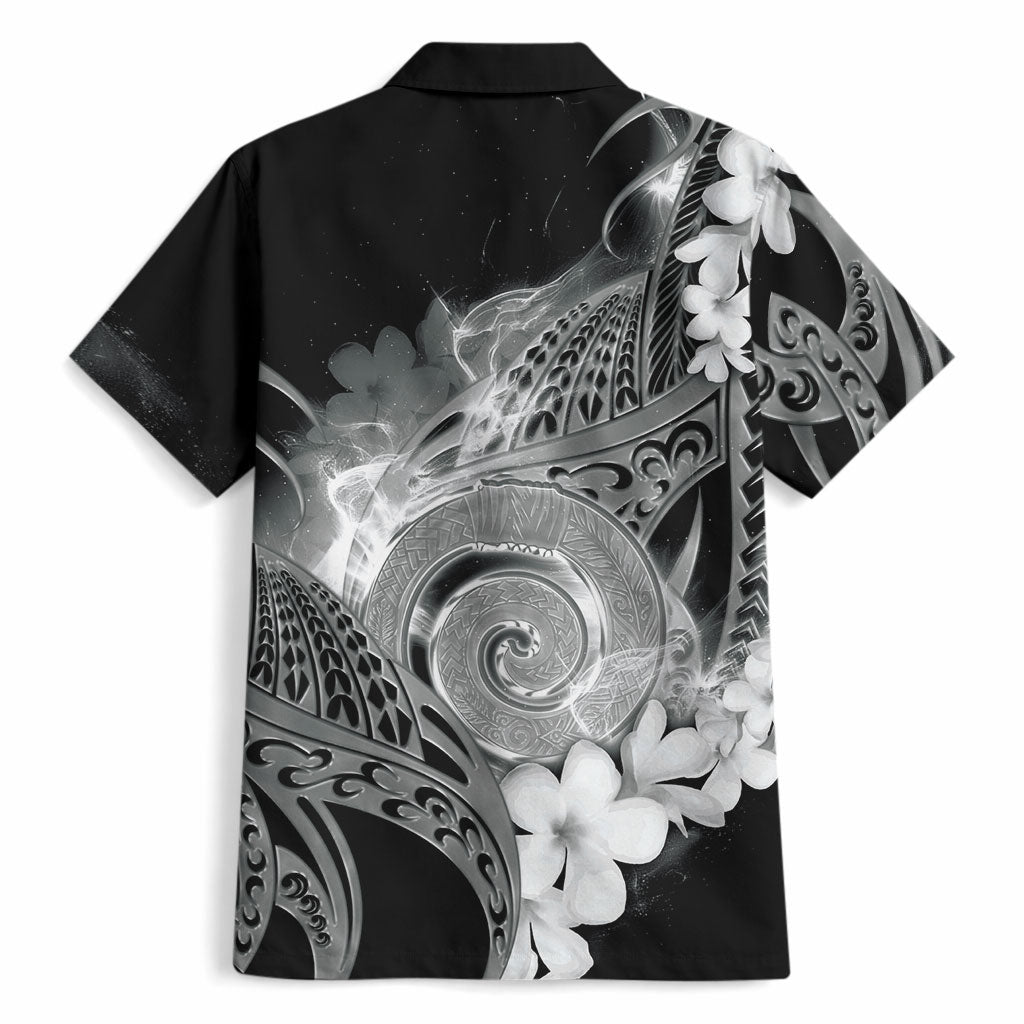 Piko Hawaiian Hawaiian Shirt Monochrome Galaxy Spiral Plumeria Tribal Patterns